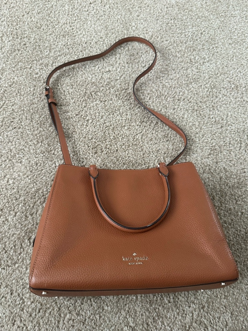 kate spade Brown Leather Pebbled Top-Handle Shoulder Bag